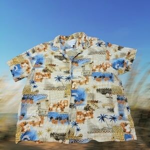 Saddlebred Hawaiian Tiki Shirt 3xl Pineapple Coconut Floral Rayon T01